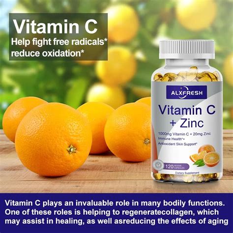 Alxfresh X Organic Vitamin C Zinc Capsules Supplement For Antioxidant