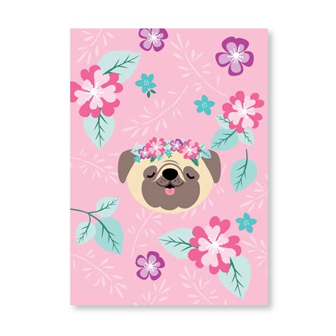 Pug Birthday Party Invitation, Floral Pug Invite, Puppy Party, WE EDIT ...