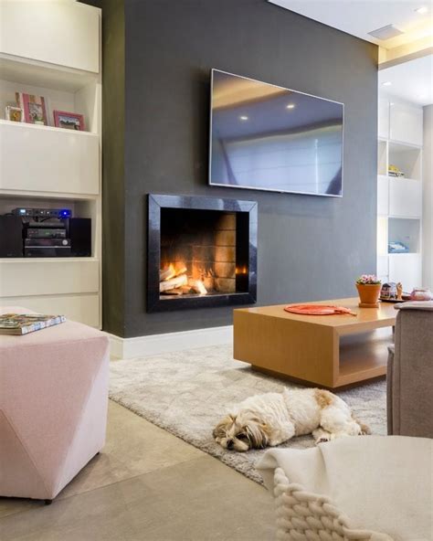 Decoração De Sala Com Lareira E Tv - Sala com lareira: 55 ótimas ideias para decorar! - Dicas Decor