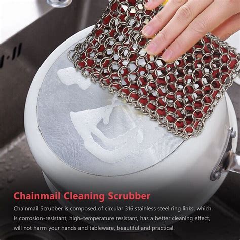 Cast Iron Skillet Cleaner 316 Stainless Steel Chainmail Cleaning