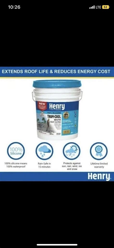 Henry White Roof Coating Gal Tropi Cool Silicone Superior Uv