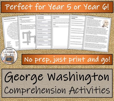 George Washington Reading Comprehension Activities Year 5 Or Year 6