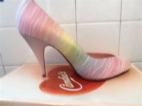 Sz 85 Vintage Retro Glam 80s Candies Rainbow Pumps High Heel Shoes