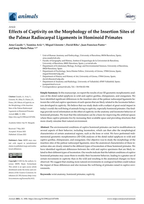 PDF Effects Of Captivity On The Morphology Of The Insertion Sites Of