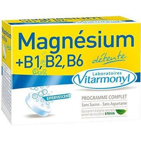 Vitarmonyl Vitalité Magnésium B1 B2 B6 24 comprimés effervescents