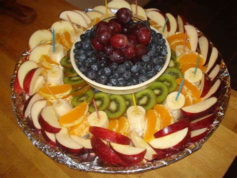 Rainbow Fruit Platter Apples Oranges Bananas Kiwi Blueberries