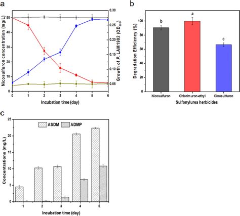 A Time Course Of Nicosulfuron Ns Degradation And Growth Curve For