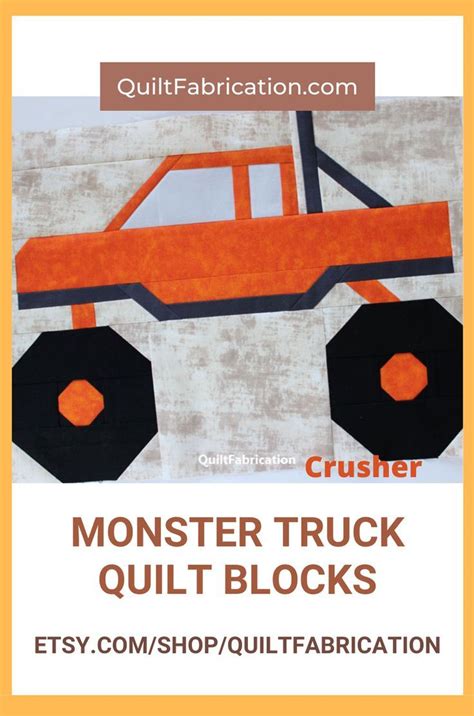 Monster Truck Quilt Block Pattern Crusher Instant PDF Etsy Quilt