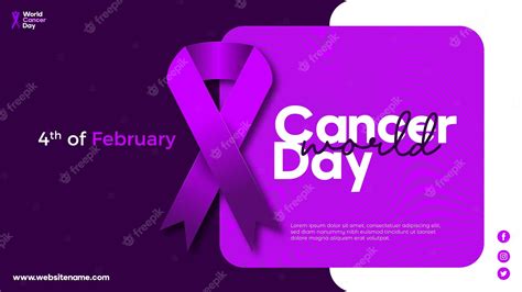 Premium Vector World Cancer Day Purple Ribbon Banner