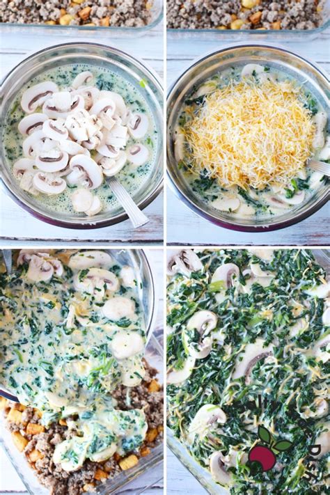 Spinach And Mushroom Casserole Loaded With Cheese Salty Side Dish