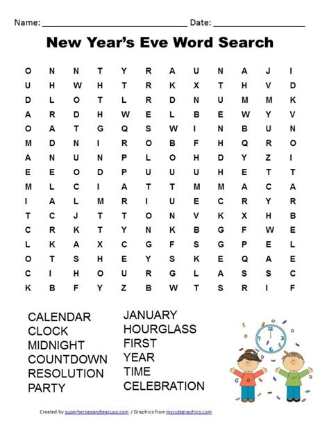 Printable New Years Crossword Puzzle Printable Crossword Puzzles