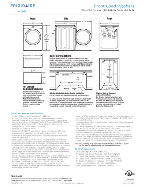 Front Load Washers Frigidaire Affinity Fafs4473l User Manual Page 3