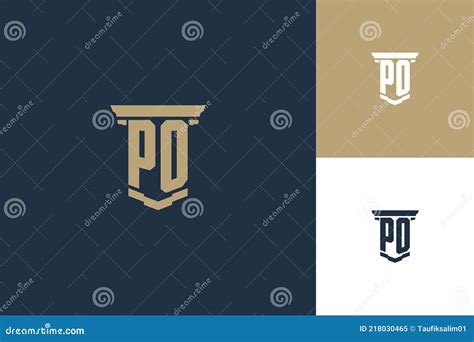 Po Monogram Initials Logo Design With Pillar Icon Attorney Law Logo