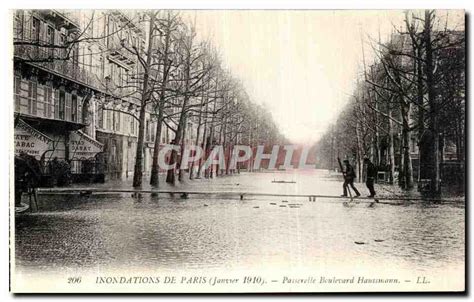 Carte Postale Ancienne Paris Inondations De Passerelle Boulevard