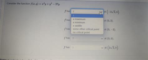 Solved Consider The Function F X Y X2y Y3−27y Consider The