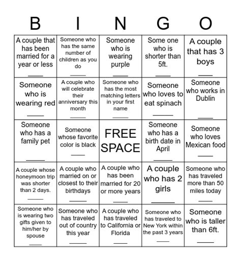 Getting To Know You Ice Breaker Bingo Card