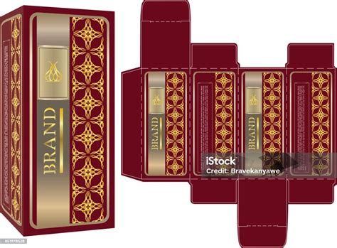 desain kemasan template desain kotak mewah merah  emas  kotak