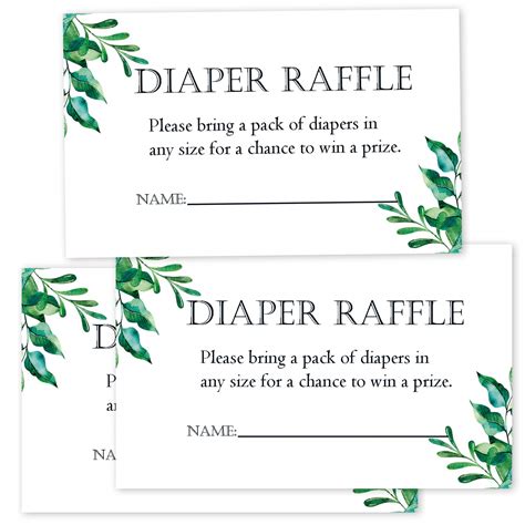 Buy 50 Pack Greenery Diaper Raffle Tickets For Baby Shower Baby Shower