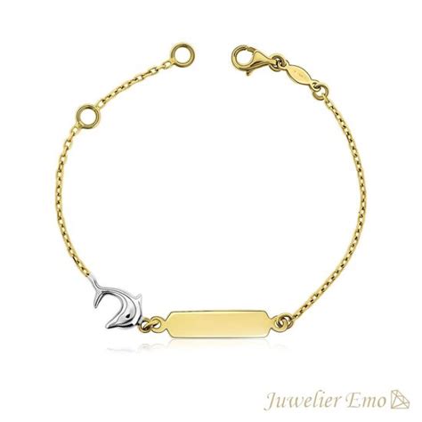 Juwelier Emo 14 Karaat Gouden Kinderarmband Meisje Met Dolfijn