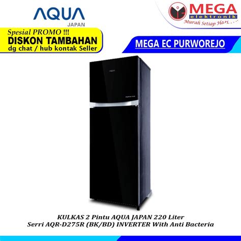 Jual Lemari Es Pintu Aqua Aqr D R Wbk Kulkas Pintu Dengan Asi