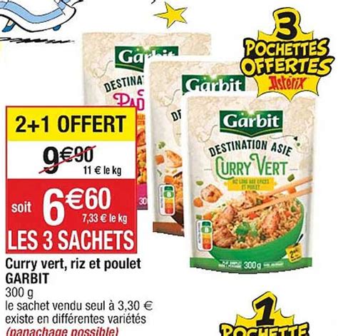 Promo Curry Vert Riz Et Poulet Garbit Chez Cora