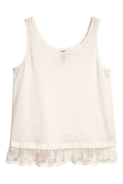 Lace Trimmed Tank Top White Sale Handm Us