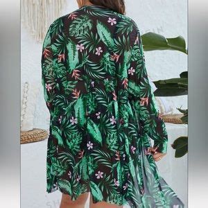 Shein Swim New Shein Swim Vcay Plus Tropical Print Push Up Bikini