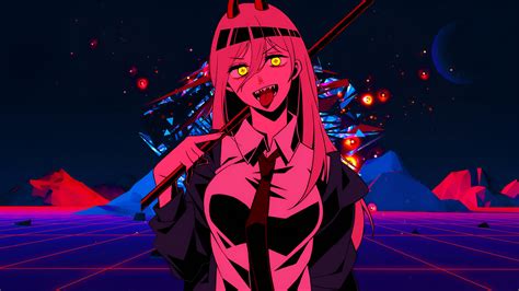 Chainsaw Man Power Chainsaw Man Vaporwave Anime Girls Tongue Out Wallpaper Resolution