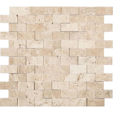 Anatolia Tile Ivory In X In Brick Mosaic Travertine Subway Split