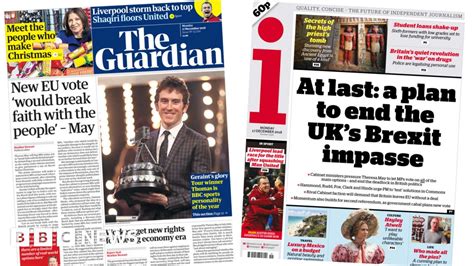 Newspaper Headlines Battle Over Second Brexit Vote And Geraint S