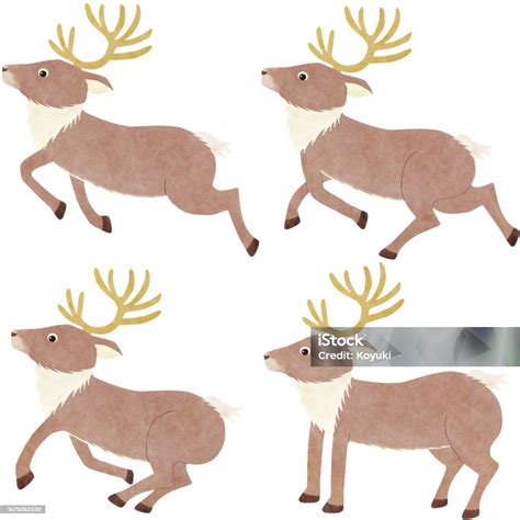 Cartoon Flying Reindeer Clipart Set Stock Illustration - Download Image ...