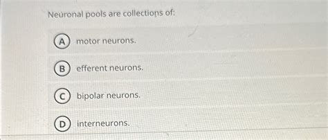 Solved Neuronal Pools Are Collections Of Motor Chegg