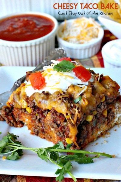 Cheesy Taco Bake On A White Plate