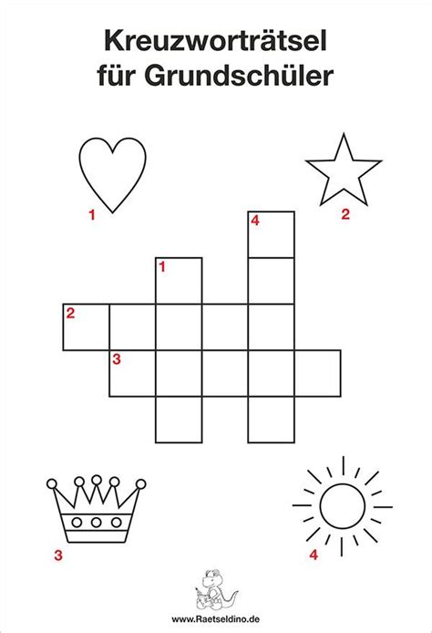 Kreuzworträtsel zum Ausdrucken – Grundschule 1. Klasse in 2020