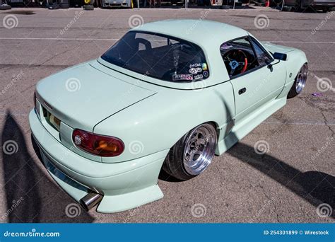 Rear View Of A Tuned Japanese Mazda Mx 5 Miata Sports Car Editorial