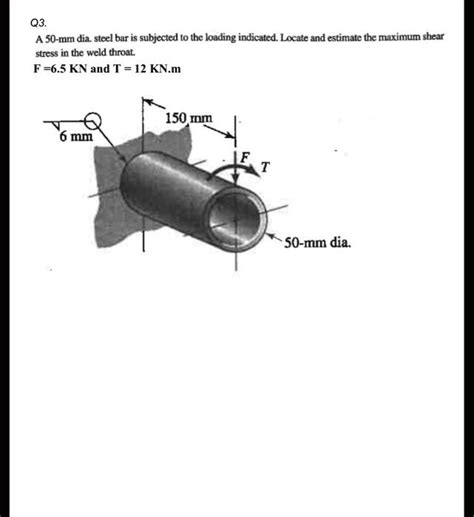 Solved Q A Mm Diameter Steel Bar Is Subjected To The Loading