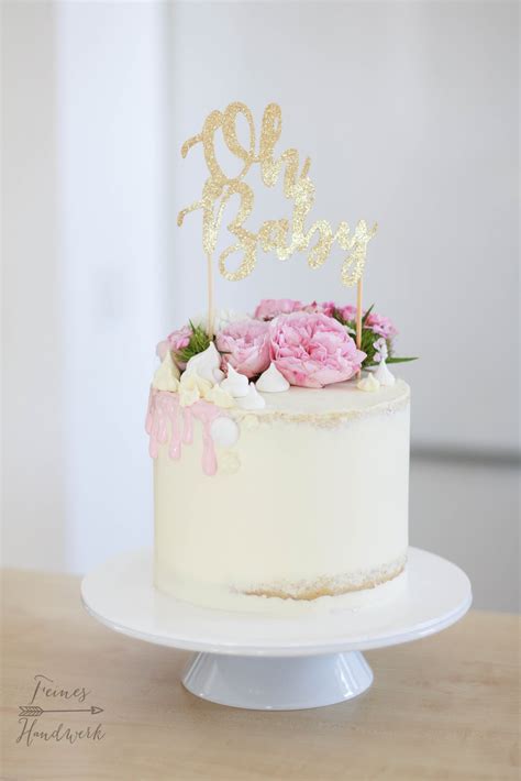 Feines Handwerk Rosa Semi Naked Cake Zur Babyparty