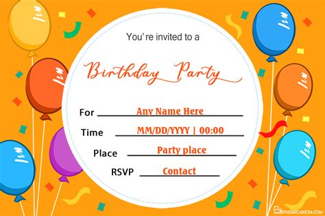 Balloons Birthday Invitation Messages Card Free Download