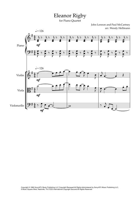 Eleanor Rigby Arr Wendy Hellmann By David Cook Sheet Music For