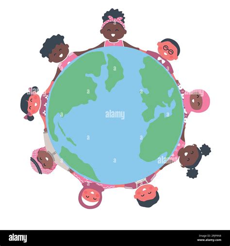 Ni Os Alrededor Del Mapa Del Mundo Grupo Multicultural De Ni Os Ni As