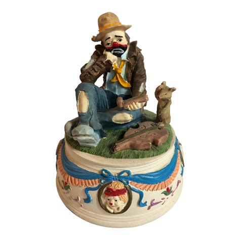 Glama Music Box Plays Music Box Dancer Hobo Clown With Broken Violin Rotates Ebay