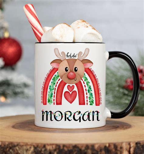 Personalized Christmas Hot Cocoa Color Morphing Mug Oz Reindeers Mug Custom Reindeer Mug