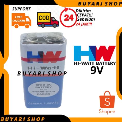 Jual Baterai Kotak 9V 9 Volt HW High Watt Batre 9V 9 Volt HW Batre Mic