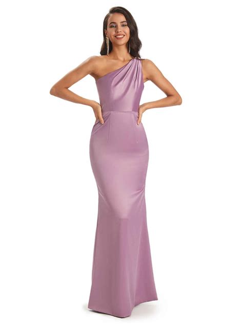 Sexy Soft Satin One Shoulder Zipper Floor Length Mermaids Bridesmaid