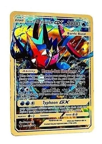 Carta De Pokemon De Metal Dourada Greninja Gx Colecionador