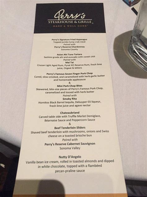 Menu At Perrys Steakhouse And Grille Frisco