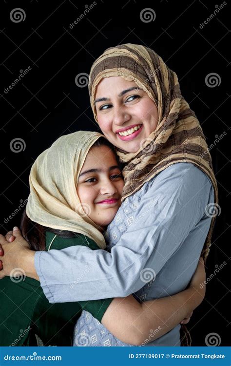 Happy Smiling Muslim Girl With Beautiful Eyes Wear Hijab Scarf And