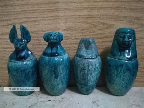 4 Ancient Egyptian Canopic Jars (1353 - 1336 Bc)