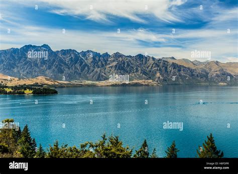 The Remarkables And Lake Wakatipu Queenstown New Zealand Stock Photo