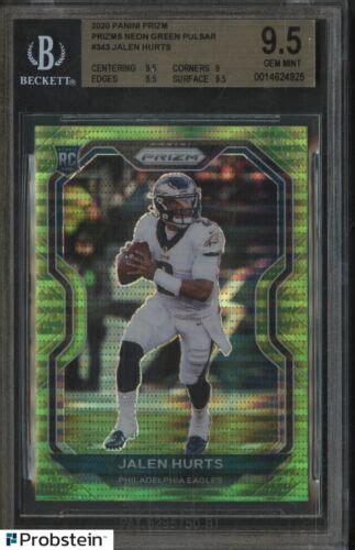 2020 Panini Prizm Neon Green Pulsar 343 Jalen Hurts RC BGS 9 5 GEM